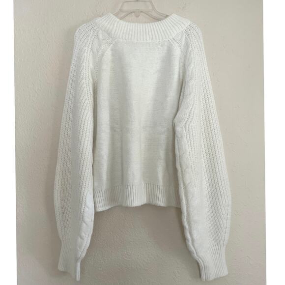 Free Assembly Cable Knit Sweater Womens Size 2XL Ivory Fisherman Chunky Soft - Picture 7 of 14